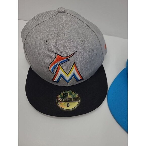 New Era Miami Marlins 59Fifty Hats Lot of 2 Men's Size 8 Genuine Merchandise - Picture 3 of 10